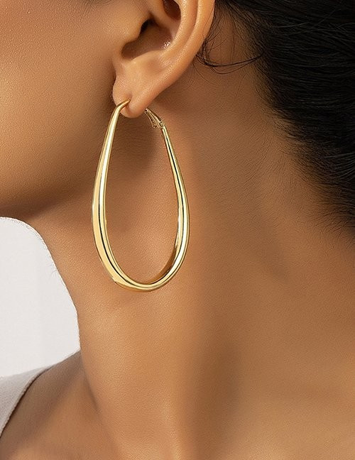 Большие серьги-кольца каплевидной формы из серебристого металла M08975 Большие серьги-кольца каплевидной формы из серебристого металла M08975