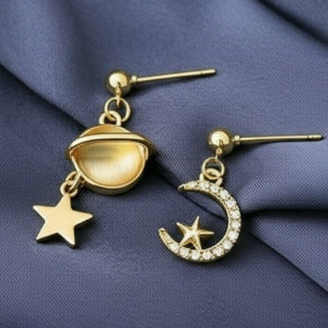 Асимметричные серьги Небесные светила со стразами 2D94484(МСК)