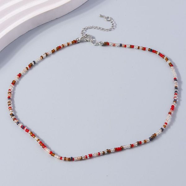 Тонкие бусы из красного камня в минималистичном стиле CJL40694 Тонкие бусы из красного камня в минималистичном стиле CJL40694