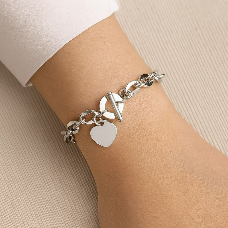 Браслет-цепочка с подвеской-сердцем и замком-тогл 1J12005CJJ