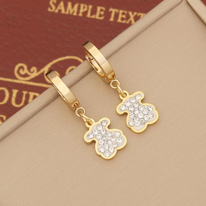 Серьги-кольца конго с подвесками в форме мишек в стразах J10258CJJ