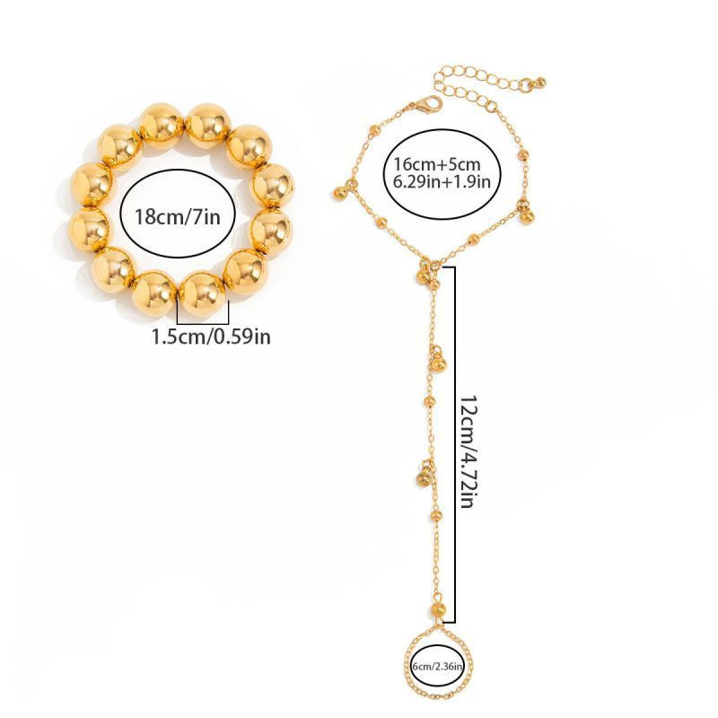 Браслет слейв жемчужный комплект с золотыми шариками