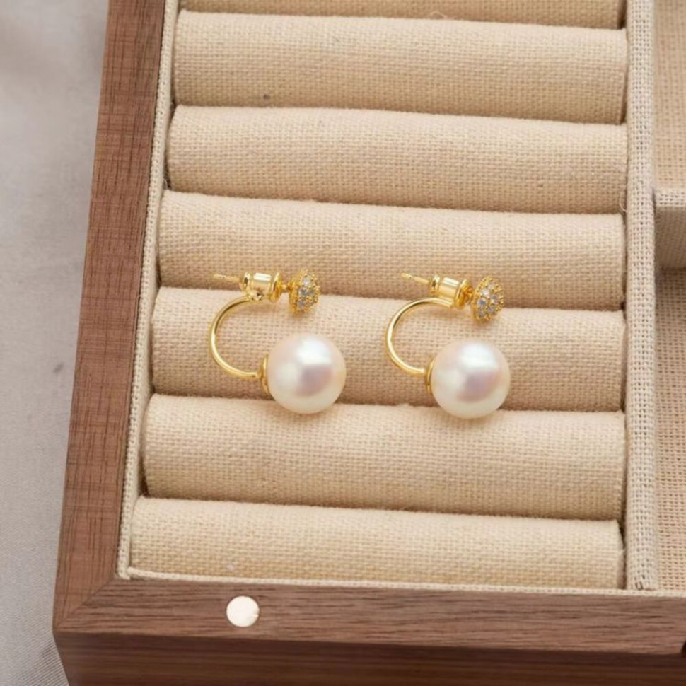 Серьги с жемчужиной и кристаллом J10501CJJ