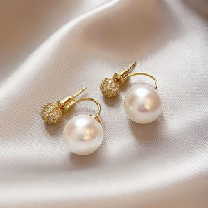 Серьги с жемчужиной и кристаллом J10501CJJ