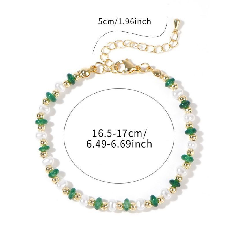 Браслет из белого жемчуга и изумрудных бусин CJH62582