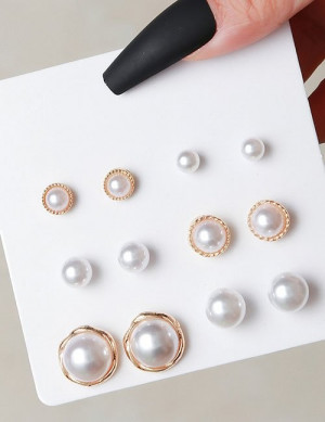 Большой набор классических пусет с белым жемчугом разного диаметра Z28997 Большой набор классических пусет с белым жемчугом разного диаметра Z28997