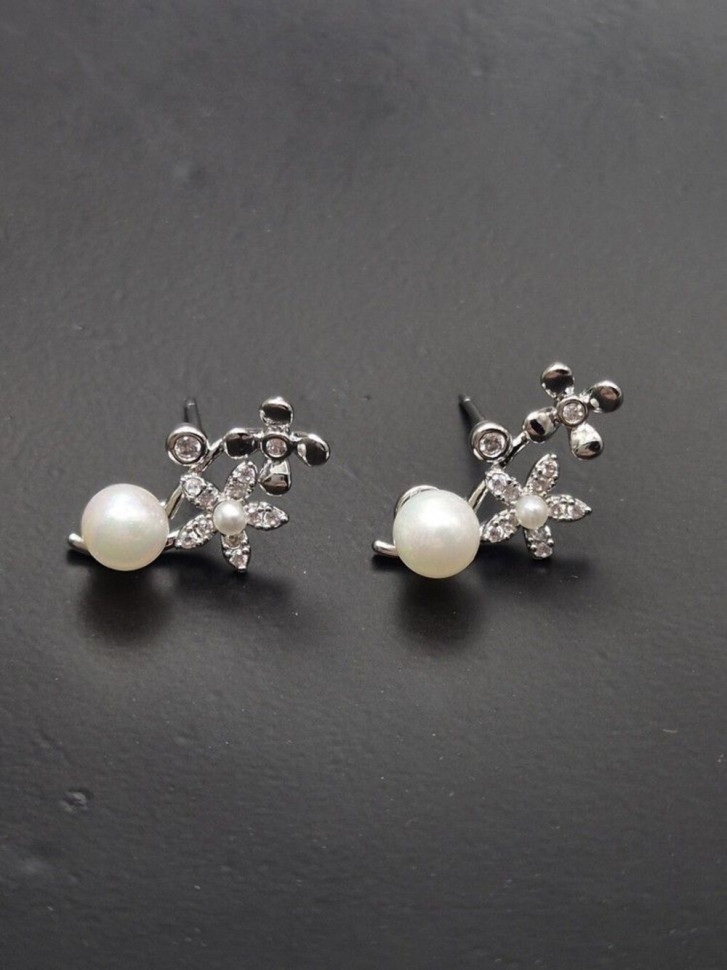 Серьги-гвоздики веточки с жемчужиной J10690CJJ