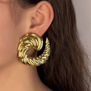 Акцентные серьги-пусеты Крупные спиралевидные кольца CJL13434