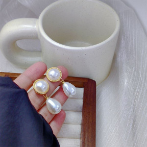 Серьги пусеты с крупными барочными жемчужинами в оправе CJD60456 Серьги пусеты с крупными барочными жемчужинами в оправе CJD60456