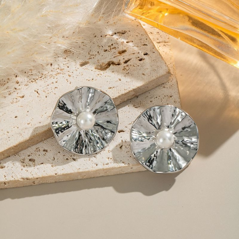 Серьги-пусеты Диски «Жатый металл» CJN49726 Серьги-пусеты Диски «Жатый металл» CJN49726