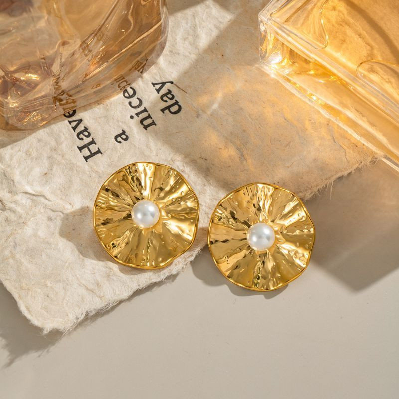 Серьги-пусеты Диски «Жатый металл» CJN49726 Серьги-пусеты Диски «Жатый металл» CJN49726