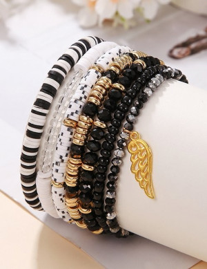 Комплект многорядных браслетов в монохромном стиле M13037