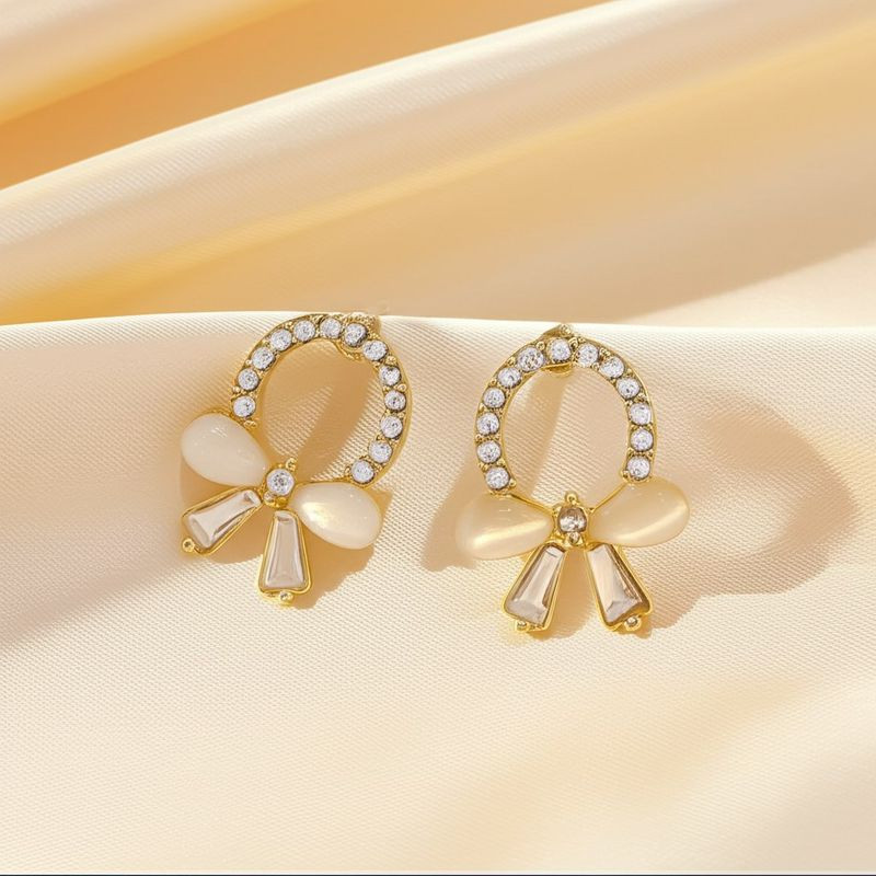 Нарядные серьги-бантики со стразами 1J11945CJJ