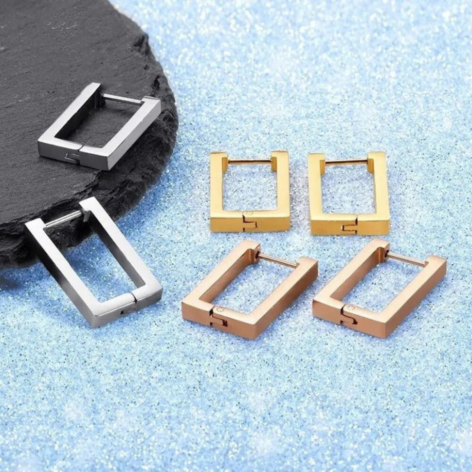 Стальные серьги-конго прямоугольник J10259CJJ