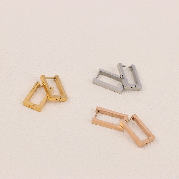 Стальные серьги-конго прямоугольник J10259CJJ