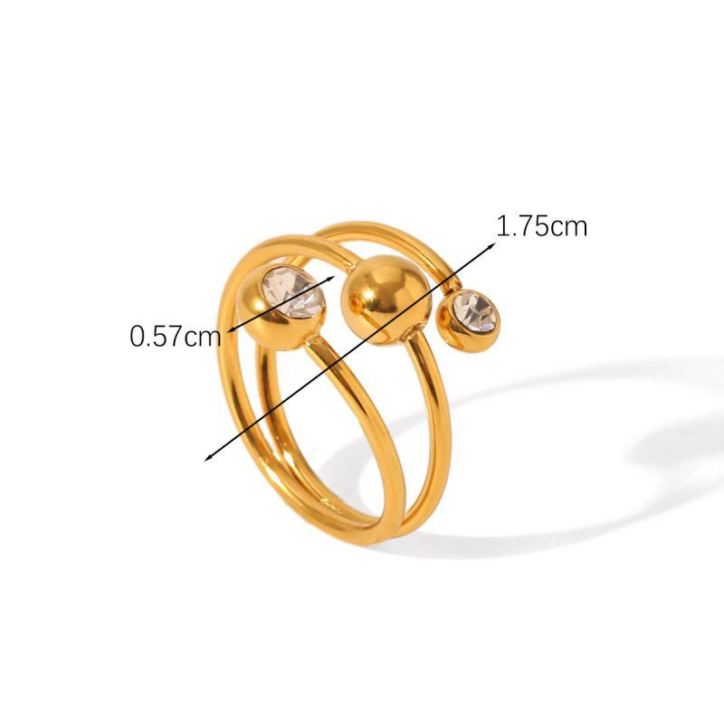 Набор узких колец с шариками и кристаллами CJL78713