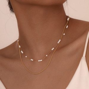 Двойная тонкая цепочка с элементами бисера CJH33445