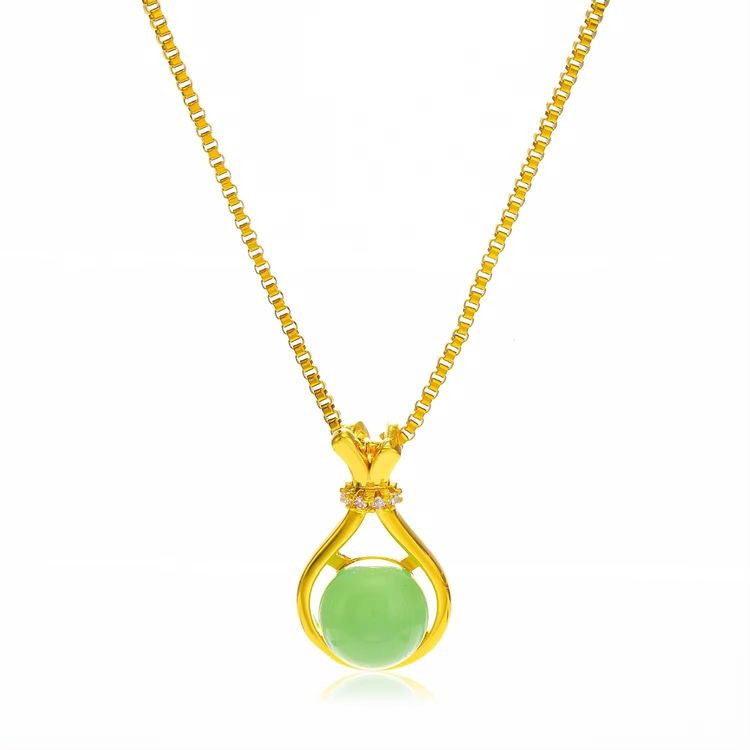 Колье с шарообразной вставкой из камня в золотой оправе J10818CJJ