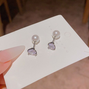 Серебристые серьги с одним цирконом CJX86951