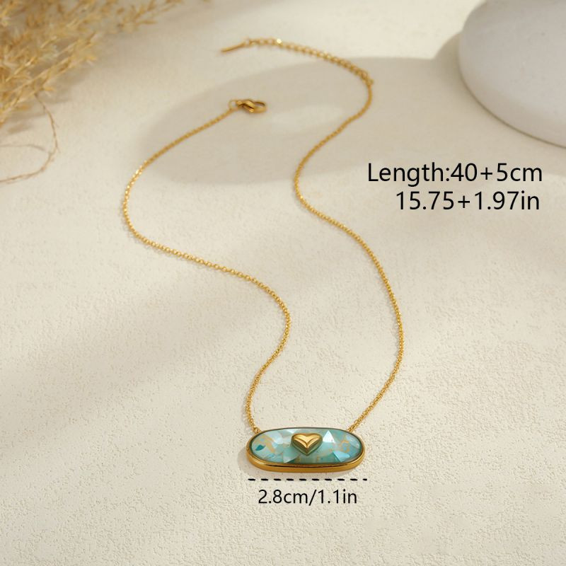 Цепочка с овальной подвеской из перламутра и эмали CJR63515