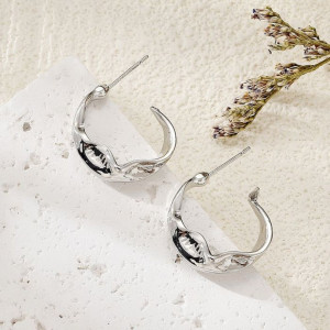 Серьги-конго с рельефным плетением CJH55898 Серьги-конго с рельефным плетением CJH55898