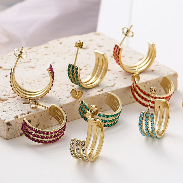 Серьги-кольца разомкнутые широкие с голубой эмалью CJL46908 Серьги-кольца разомкнутые широкие с голубой эмалью CJL46908