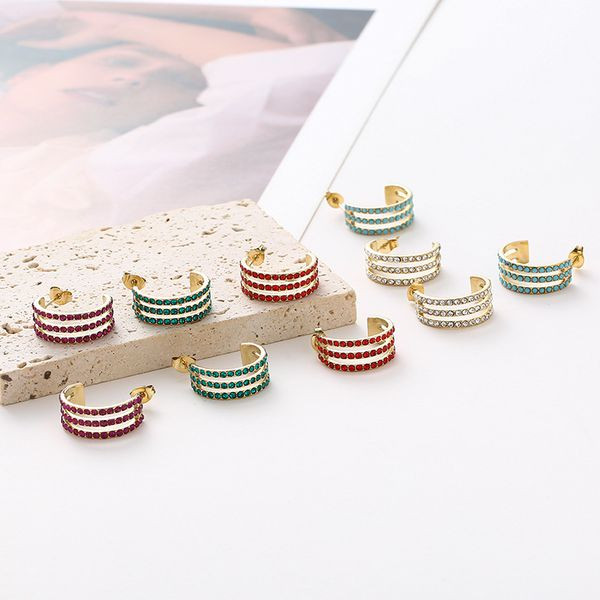 Серьги-кольца разомкнутые широкие с голубой эмалью CJL46908 Серьги-кольца разомкнутые широкие с голубой эмалью CJL46908