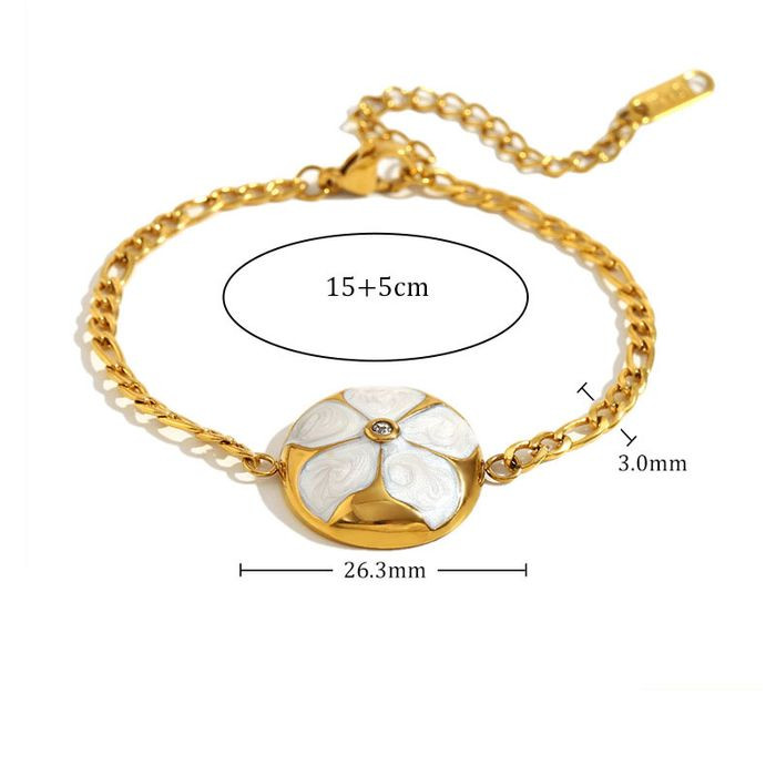 Браслет золотистая цепь с четырехлистником из эмали CJM81143 Браслет золотистая цепь с четырехлистником из эмали CJM81143