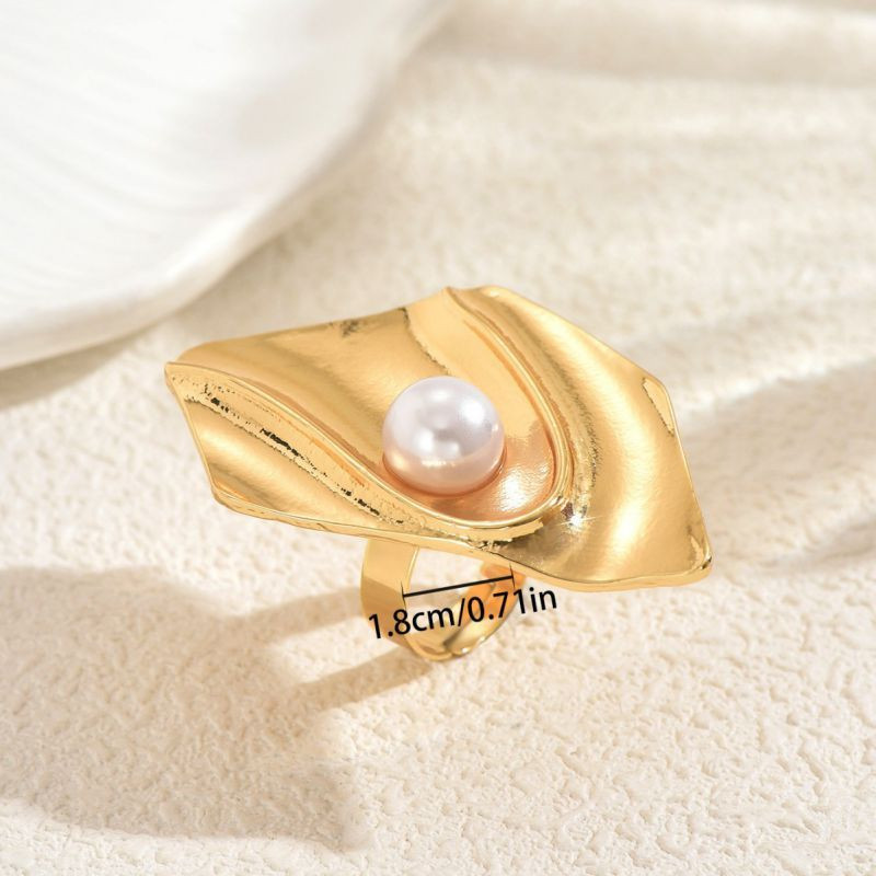 Кольцо абстрактное разомкнутое с жемчужиной CJT17381