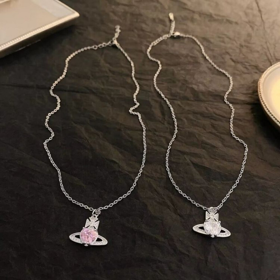 Роскошная Цепочка с кулоном в форме сердца с орбитой J10741CJJ