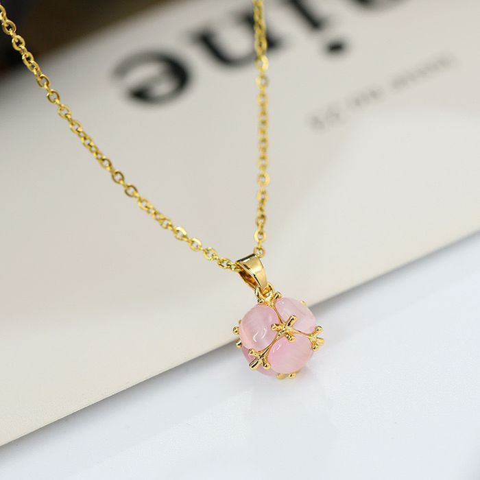 Цепочка из стали с золотистым напылением и розовым шаром J10819CJJ Цепочка из стали с золотистым напылением и розовым шаром J10819CJJ