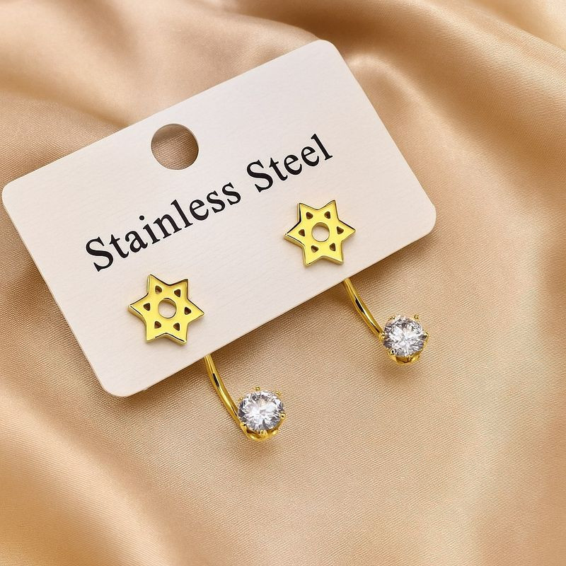 Серьги гвоздики звезда давида из стали с напылением золотом J11528CJJ Серьги гвоздики звезда давида из стали с напылением золотом J11528CJJ