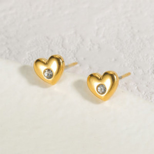 Серьги-пусеты Сердца с кристаллом CJJ26097