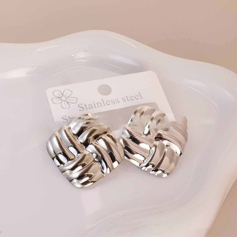 Золотые серьги из стали с геометрией ASUY36514