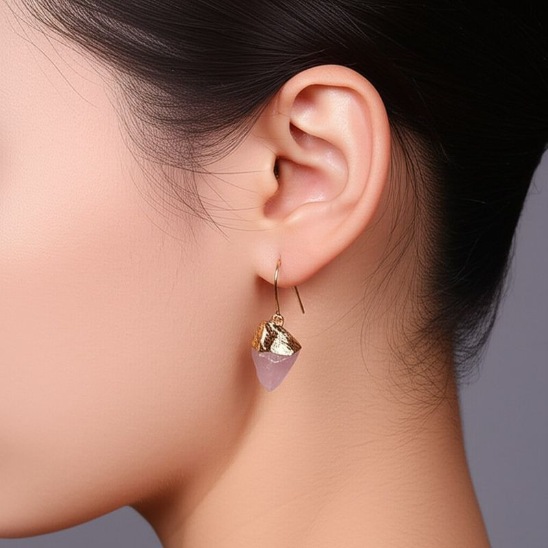 Серьги-петли с розовым кварцем 1J11947CJJ Серьги-петли с розовым кварцем 1J11947CJJ