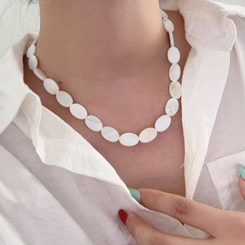 Геометрические жемчужные бусы из квадратного перламутра CJG45148 Геометрические жемчужные бусы из квадратного перламутра CJG45148