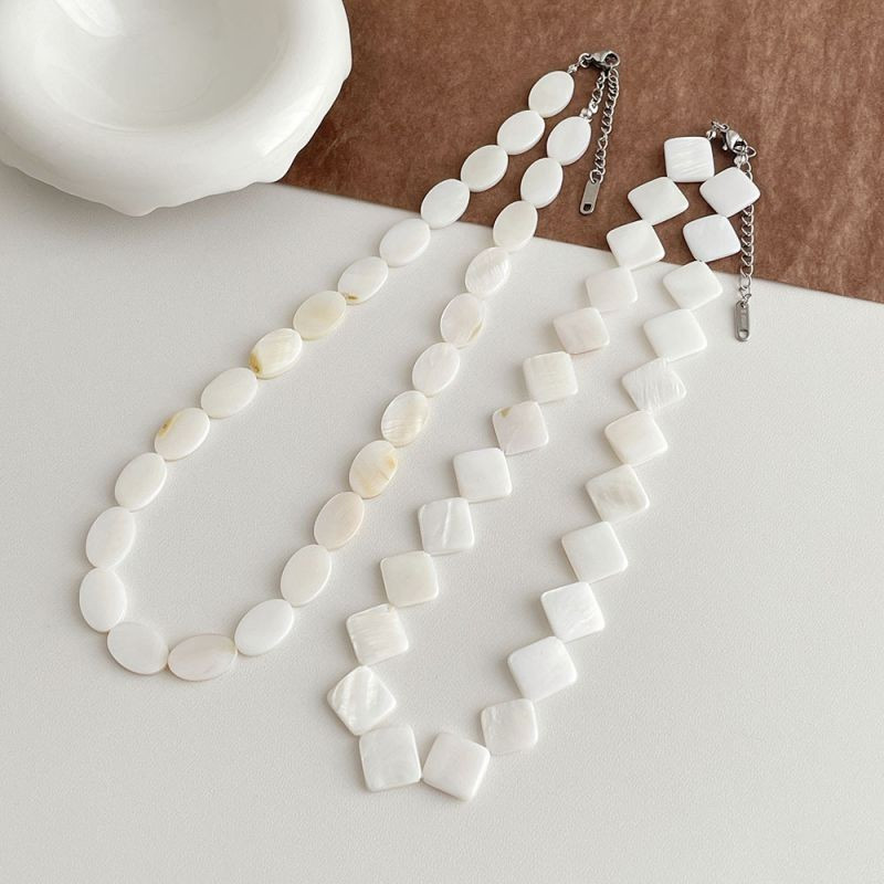 Геометрические жемчужные бусы из квадратного перламутра CJG45148 Геометрические жемчужные бусы из квадратного перламутра CJG45148