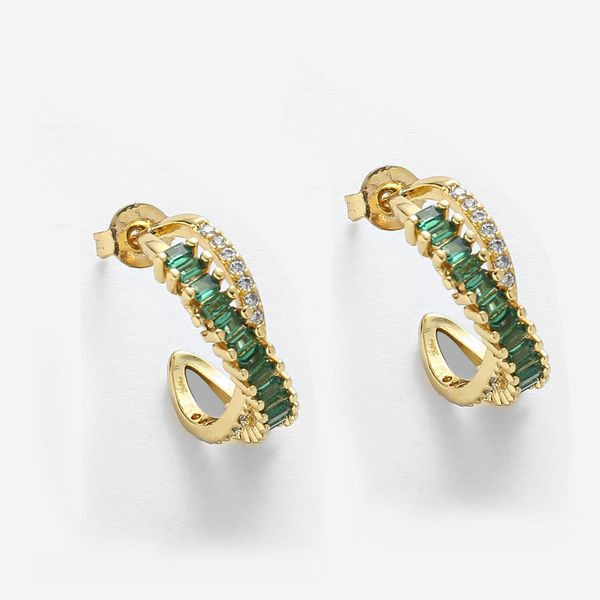 Серьги-кольца разомкнутые с разноцветными кристаллами CJL46926