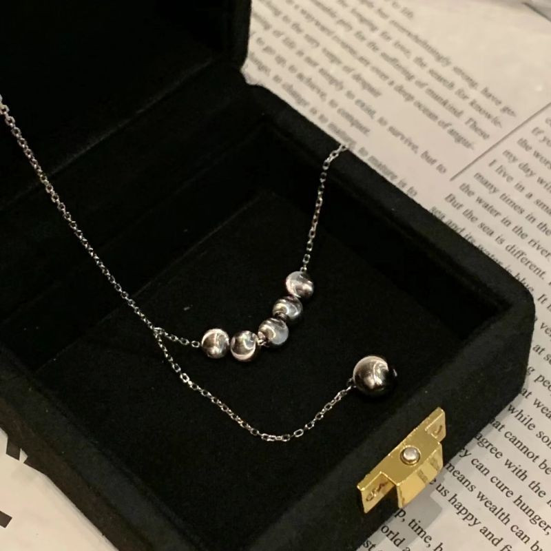 Серебристое Колье-галстук с подвесками в форме шариков CJG35161