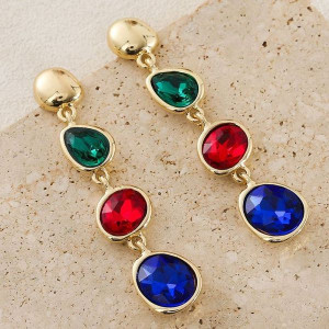 Серьги пусеты с каскадом разноцветных кристаллов CJL17031 Серьги пусеты с каскадом разноцветных кристаллов CJL17031