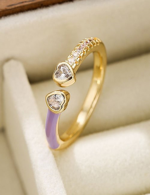 Кольцо с эмалью и двумя сердечками из камней L98366 Кольцо с эмалью и двумя сердечками из камней L98366