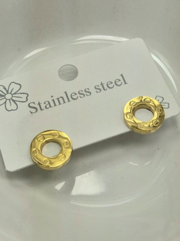 Серьги медицинская сталь с напылением золотом J10890CJJ Серьги медицинская сталь с напылением золотом J10890CJJ