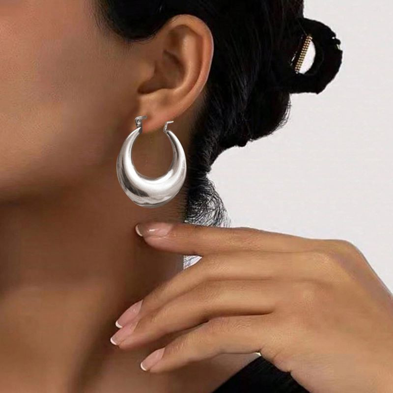 Серьги-кольца овальные расширенные CJM03913 Серьги-кольца овальные расширенные CJM03913