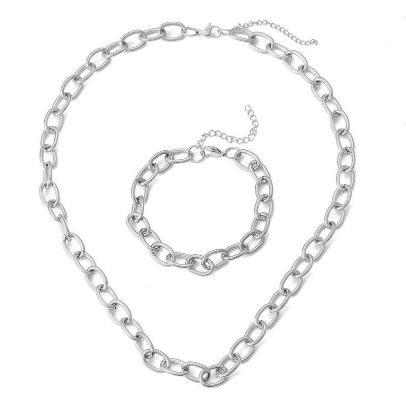 Браслет массивный с овальными звеньями в стиле гранж CJL32701