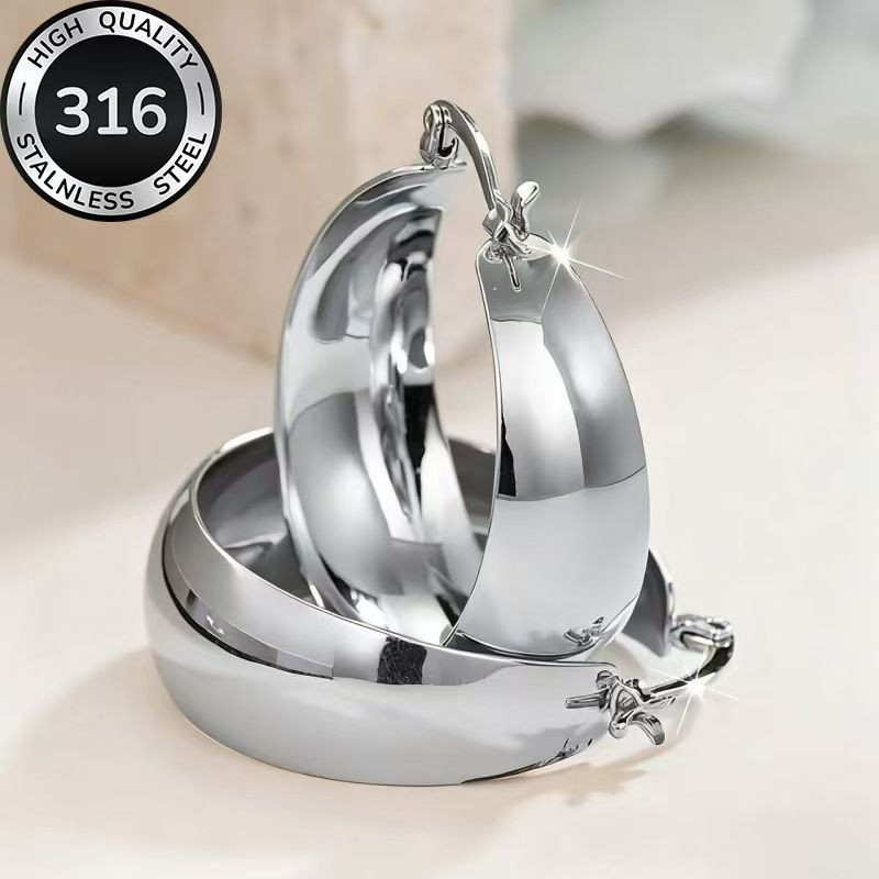 Стальные серьги-обручи из стали CJZ47806