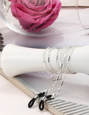 Цепочка для очков серебристая плоская с лобстером L12935 Цепочка для очков серебристая плоская с лобстером L12935