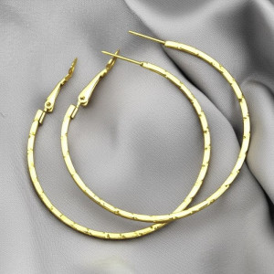 Большие серьги-кольца конго с алмазной насечкой D78231MCK Большие серьги-кольца конго с алмазной насечкой D78231MCK