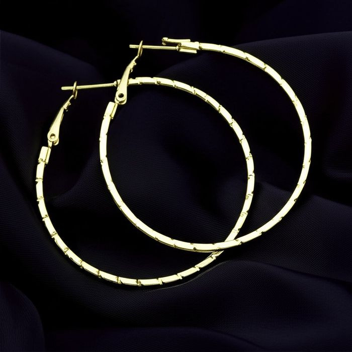 Большие серьги-кольца конго с алмазной насечкой D78231MCK