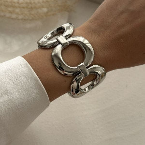 Браслет жесткий из крупных литых звеньев CJL61451 Браслет жесткий из крупных литых звеньев CJL61451