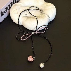 Длинный Лариат на темном шнурке с подвесками CJD68779 Длинный Лариат на темном шнурке с подвесками CJD68779